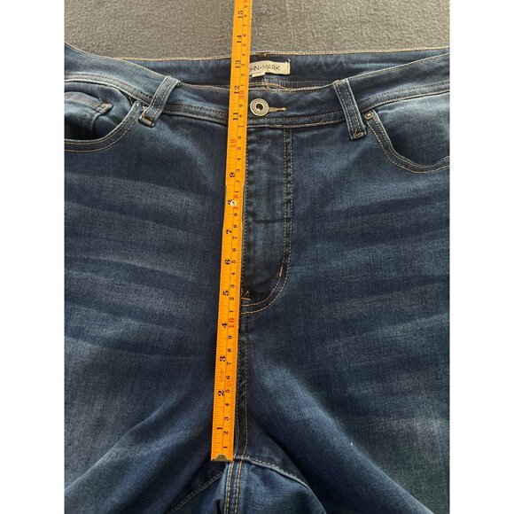 John Mark Raw Hem Crop Jeans Size 14 High Rise Stretch Blue Distressed‎ Denim - Picture 10 of 14